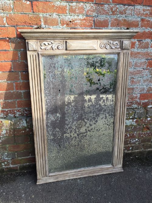 A Wonderful Antique 19th Century French Carved Wood Painted Mirror.