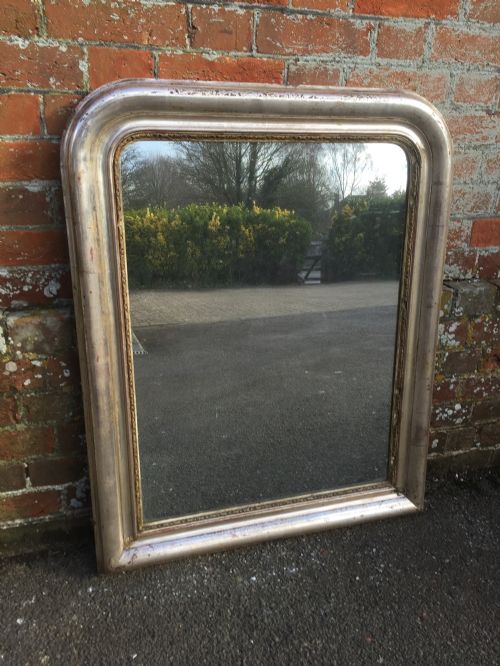 A Wonderful Antique 19th Century French Carved Wood & Gesso Original Silvered Arched Top Mirror.