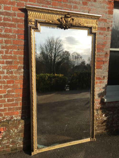 A Spectacular Large Antique 19th Century French Carved Wood & Gesso Original Silver, Gilt Mirror.