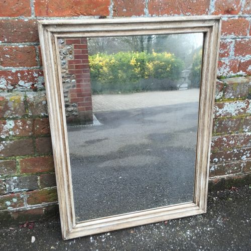 A Very Useful Size Antique 19th Century French Carved Wood & Gesso Ribbed Painted Mirror.