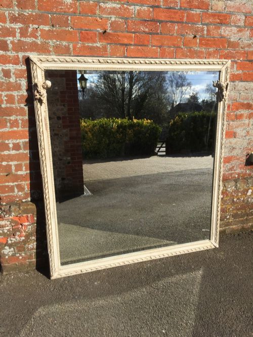 A Stunning Highly Decorative Large Antique 19th Century Carved Wood & Gesso Painted Mirror.