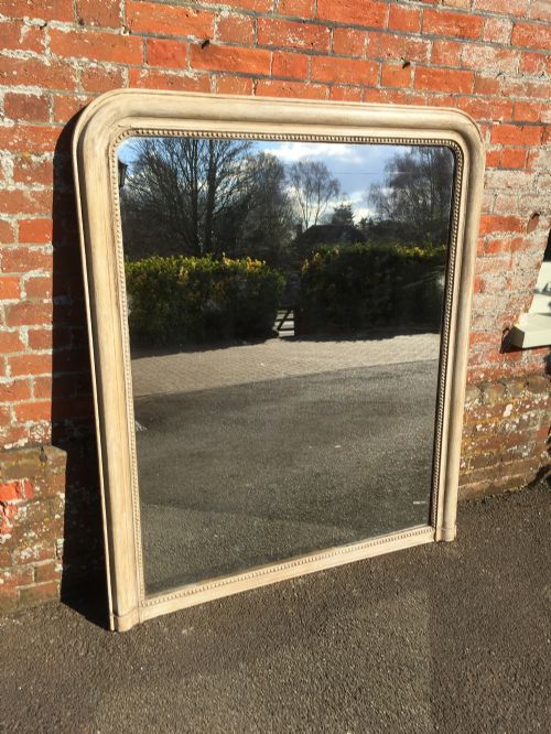A Wonderful Large Antique 19th Century French Carved Wood and Gesso Painted Arched Top Louis Philippe Mirror.