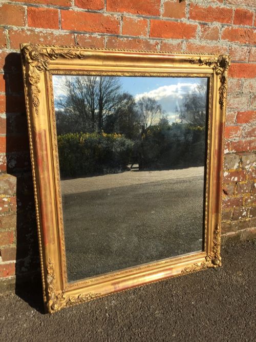 A Very Useful Size Early Antique 19th Century French Carved Wood & Gesso Original Distressed Gilt Louis Philippe Mirror.