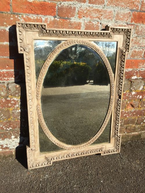 A Superb Unusual Antique 19th Century French Carved Wood & Gesso Painted Shaped Mirror.