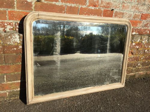 A Good Size Antique 19th Century French Carved Wood Painted Plain Arched Top Mirror.