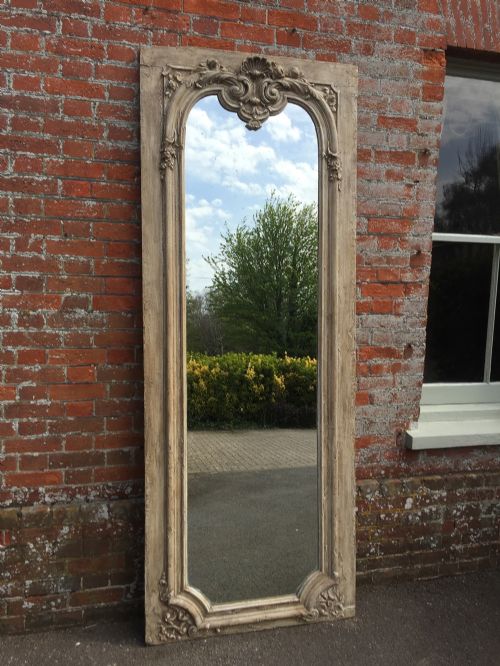 An Absolutely Stunning Extra Large Antique 19th Century French Carved Wood & Gesso Painted Mirror.