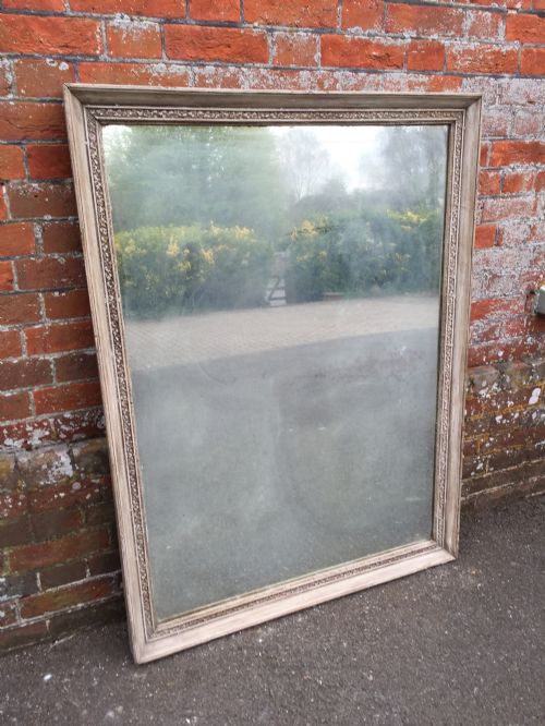 A Good Size Early Antique 19th Century French Carved Wood Painted Mirror.