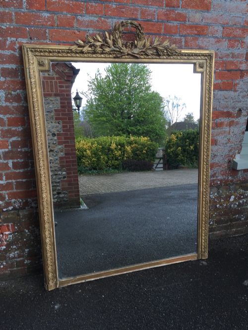 A Wonderful Large Antique 19th Century French Carved Wood & Gesso Original Gilt Distressed Mirror.