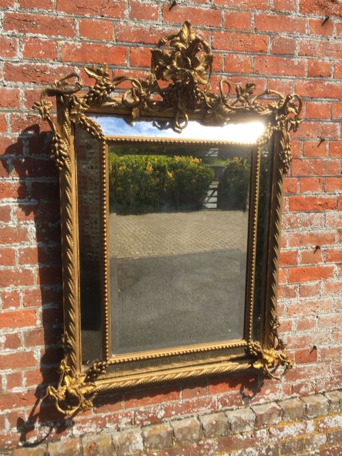 An Absolutely Fabulous Highly Unusual Good Size Antique 19th Century French Carved Wood & Gesso Original Gilt Cushion Mirror.
