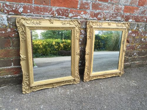 A Very Useful Pair of Antique 19th Century French Carved Wood & Gesso Original Gilt Mirrors.