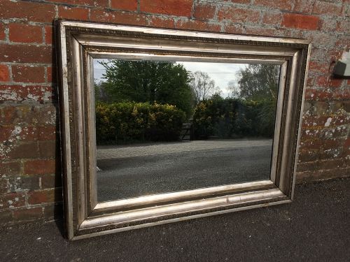 A Superb Antique 19th Century French Carved Wood & Gesso Original Distressed Silvered Bistro Mirror.