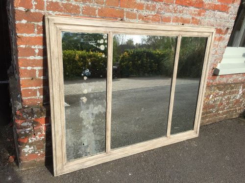 A Wonderful Highly Unusual Large Antique 19th Century French Carved Wood Painted Triple Plate Mirror.