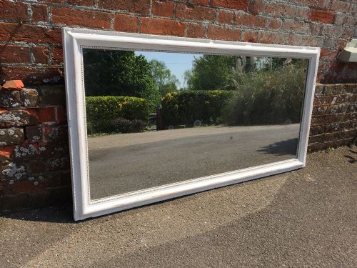 A Very Useful Size Early Antique 19th Century French Distressed Painted Mirror.
