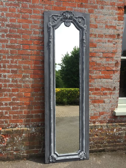 A Spectacular Large Antique 19th Century French Carved Wood Painted Pier Mirror.