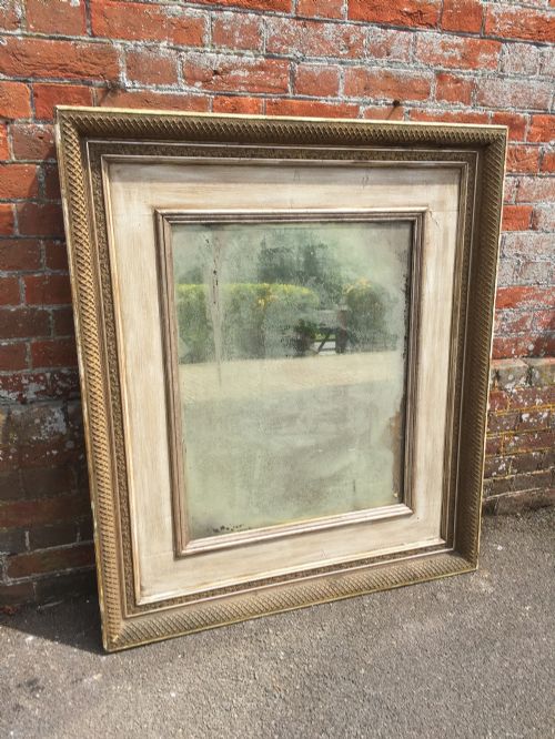A Highly Unusual Decorative Antique 19th Century French Silver, Gilt and Painted Mirror.