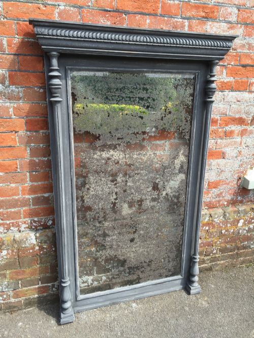 A Stunning Highly Decorative Large Antique French Carved Wood Distressed Painted Mirror.