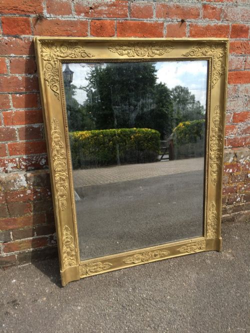 A Highly Useful Early Antique 19th Century French Original Carved Wood and Gesso Gilt Louis Philippe Mirror.