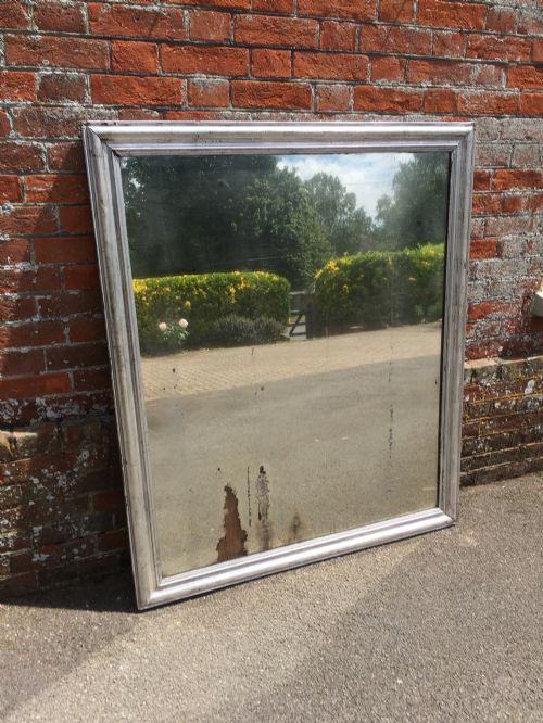 A Fabulous Large Early Antique 19th Century French Carved Wood & Gesso Original Silvered Plain Bistro Mirror.