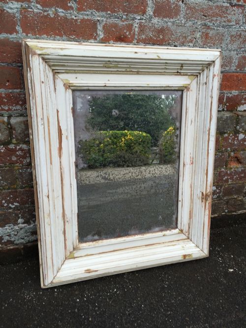 A Fabulous Early Antique 19th Century French Carved Wood Original Painted Distressed Mirror.