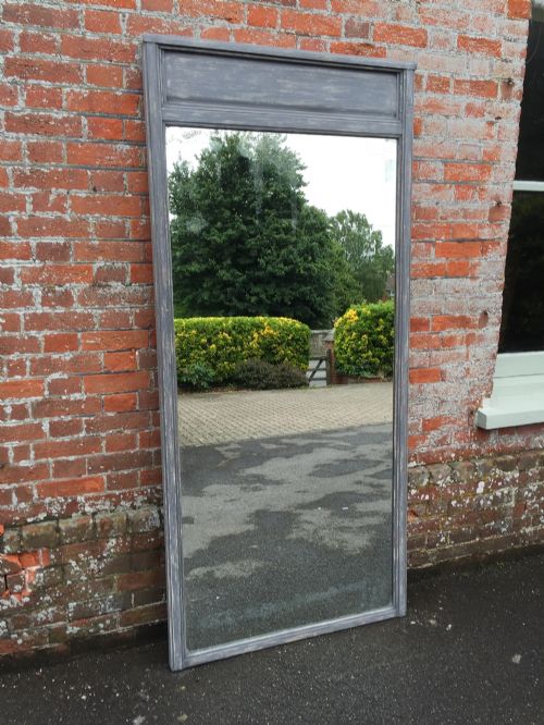 A Highly Useful Large Antique 19th Century French Carved Wood Plain Painted Mirror.