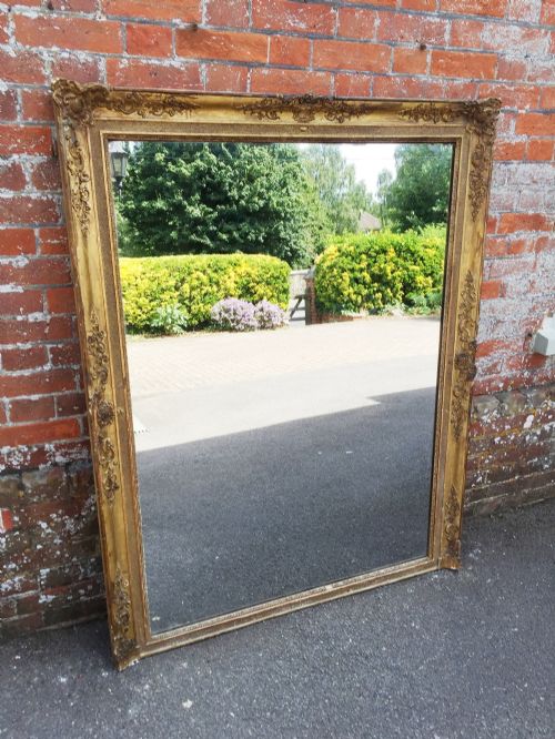 A Superb Large Early Antique 19th Century French Carved Wood and Gesso Original Gilt Louis Philippe Mirror.