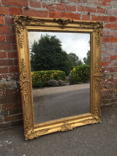 A Highly Useful Size Early Antique 19th Century French Carved Wood & Gesso Original Gilt Louis Philippe Mirror.