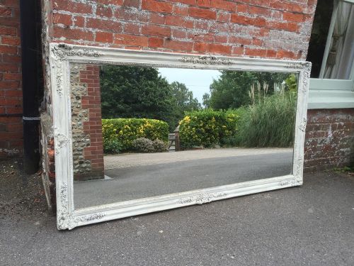 A Fabulous Large Early 19th Century French Carved Wood & Gesso Distressed Painted Louis Philippe Mirror.