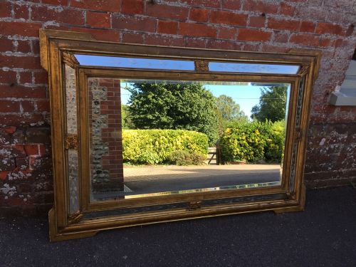 A Spectacular Large Early Antique 19th Century Italian Original Gilt Cushion Mirror.