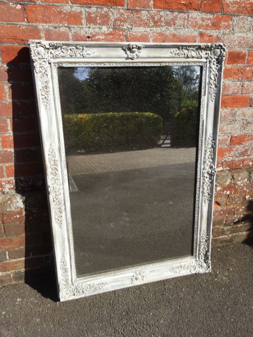 A Wonderful Very Useful Size Early Antique French 19th Century Carved Wood and Gesso Painted Louis Philippe Mirror.