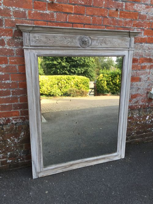 A Delightful Large Antique 19th Century Carved Wood Painted Plain Mirror.