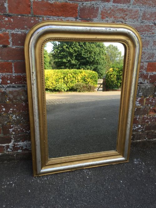 A Superb Highly Unusual Useful Size Antique 19th Century French Carved Wood & Gesso Original Silver/gilt Mirror.