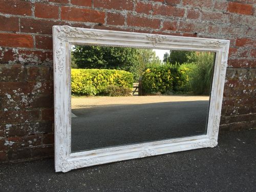 A Fabulous Useful Size Antique 19th Century French Carved Wood & Gesso Distressed Painted Louis Philippe Mirror.