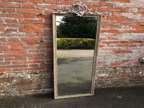 A Wonderful Highly Useful Antique 19th Century French Carved Wood and Gesso Painted Mirror.