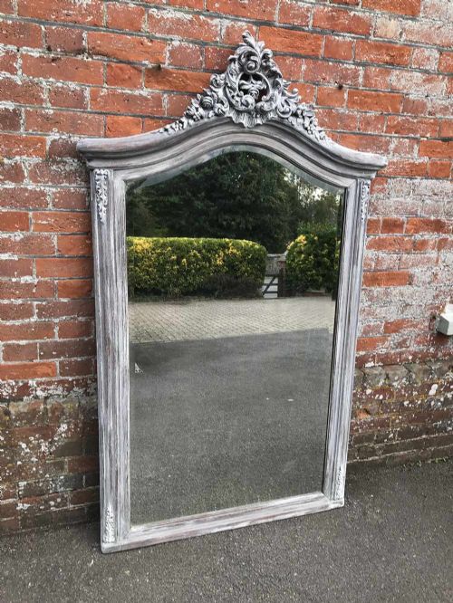 A Stunning Large Highly Decorative Antique 19th Century French Carved Wood Painted Mirror.