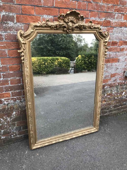 A Delightful Large Antique 19th Century French Carved Wood and Gesso Orignal Gilt Mirror