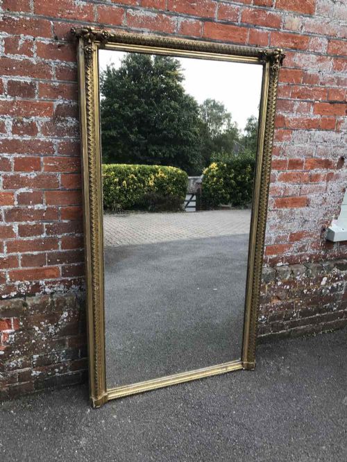 A Fabulous Large Antique 19th Century French Carved Wood & Gesso Original Silver/gilt Mirror.