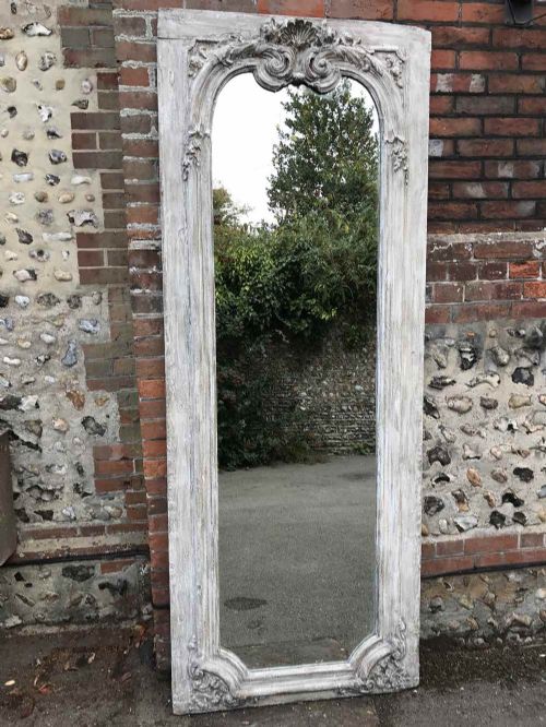 A Stunning Extra Large Antique 19th Century French Carved Wood Painted Highly Decorative Pier Mirror.