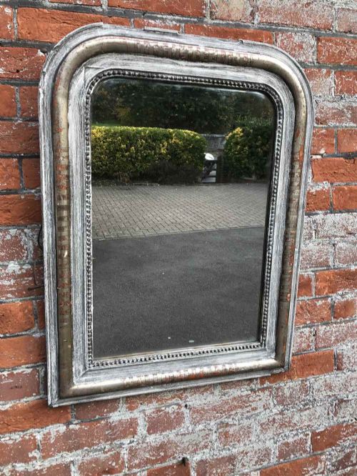 A Stunning Useful Size Early Antique 19th Century French Carved Wood and Gesso Arched Top Louis Philippe Mirror.
