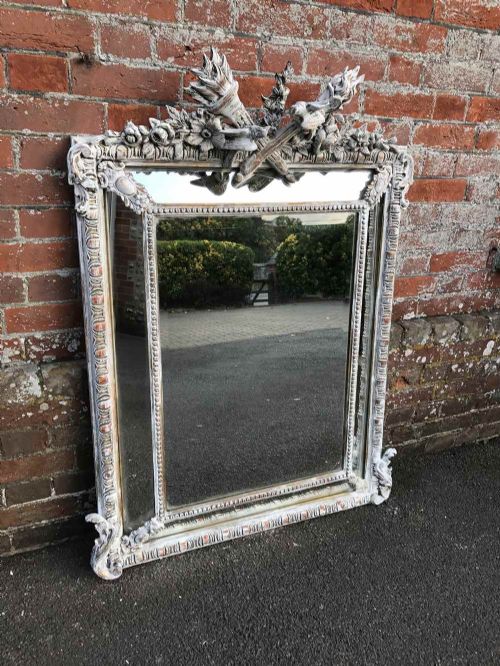A Wonderful Highly Decorative Antique 19th Century French Carved Wood & Gesso Cushion Mirror.