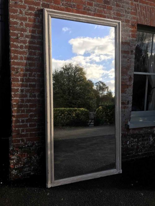 An Exceptional Extra Large Antique 19th Century French Carved Wood Original Painted Mirror.