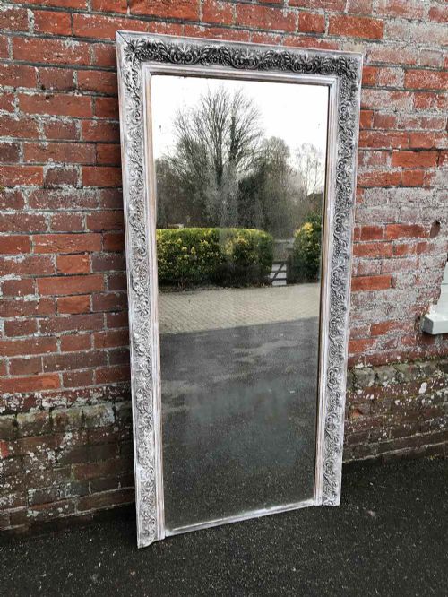 A Wonderful Large Antique 19th Century French Carved Wood & Gesso Painted Framed Mirror.