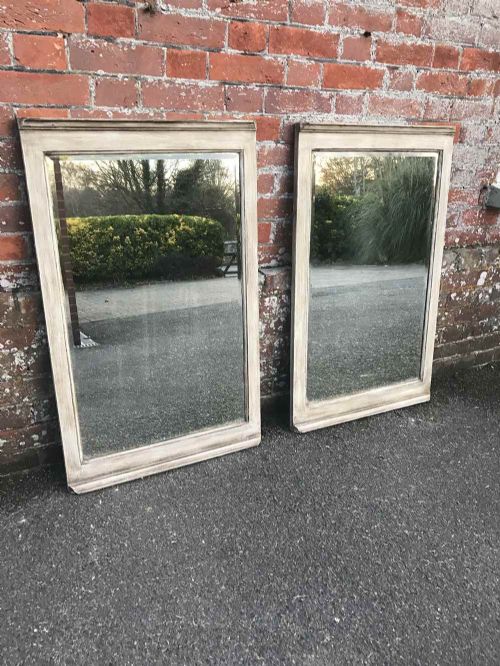 An Unusual Pair of Antique 19 Th Century French Carved Wood Painted Mirrors.
