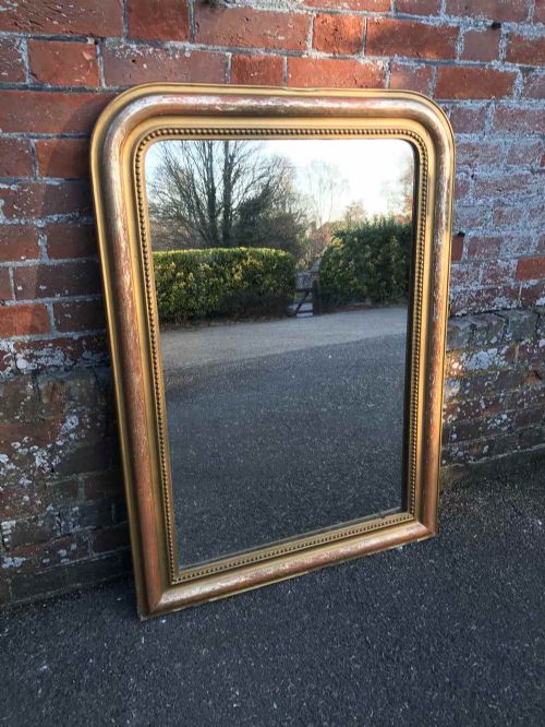 A Wonderful Antique 19th Century French Carved Wood & Gesso Original Distressed Louis Philippe Mirror.