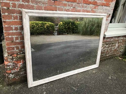 A Fabulous Highly Unusual Large Early Antique 19th Century French Original Distressed Painted Mirror.