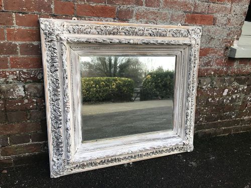 A Fabulous Highly Decorative Antique 19th Century French Carved Wood & Gesso Distressed Painted Mirror.