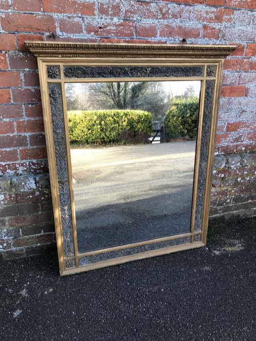 A Highly Useful Antique 19th Century French Carved Wood & Gesso Original Gilt Decorative Framed Mirror.