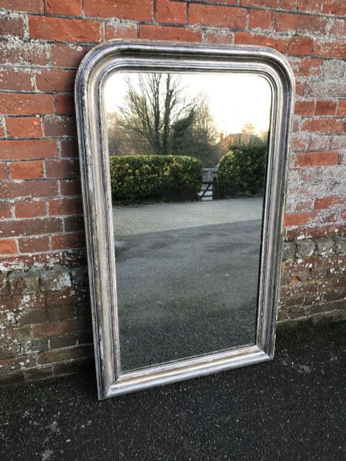 A Superb Antique Large 19th Century French Carved Wood & Gesso Original Silvered Louis Philippe Arched Mirror.