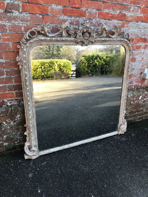 A Fabulous Large Antique 19th Century French Carved Wood & Gesso Arched Top Mirror.
