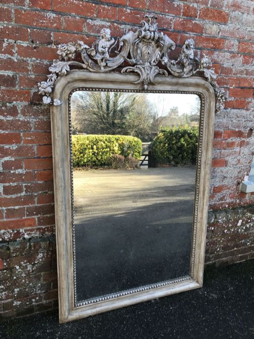 A Spectacular Large Highly Decorative Antique 19th Century French Carved Wood & Gesso Arched Top Mirror.