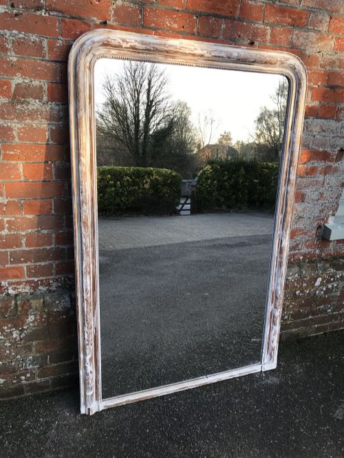 A Fabulous Large Arched Top Antique 19th Century French Carved Wood & Gesso Original Distressed Louis Philippe Mirror.